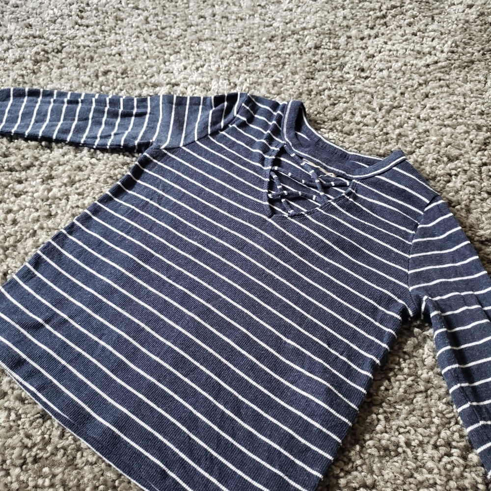 Womens Extra Small Blue and White Stripe Sweater